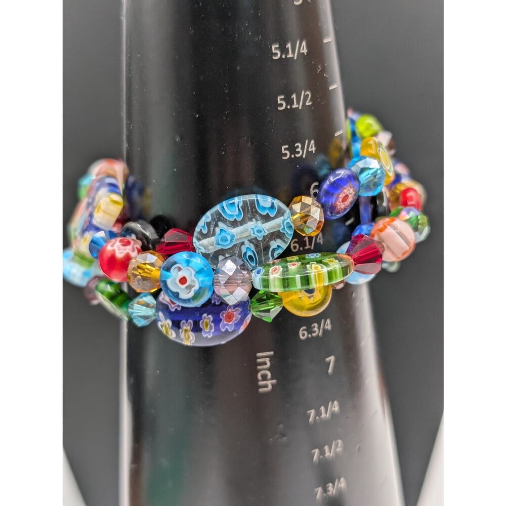 Millefiori Glass Bead Wire Wrap Bracelet - Picture 6 of 7
